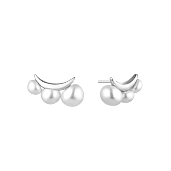 Ørestikker i rhodineret sterling sølv med ferskvandsperle, 15 x 8,2 mm – Støvring Design