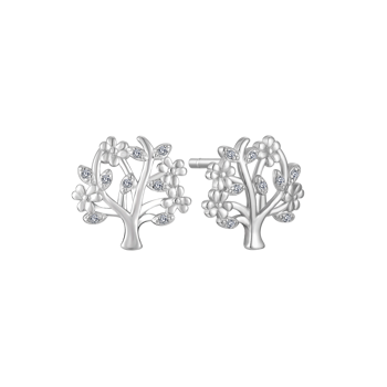 Ørestikker i rhodineret sterling sølv med zirkonia, 11,5 x 12,5 mm – Støvring Design