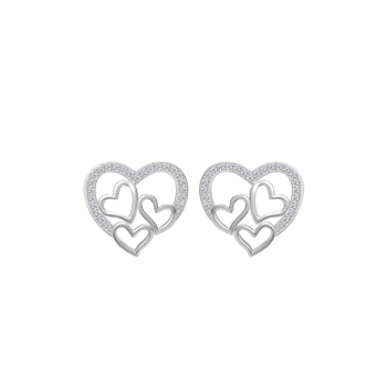 Ørestikker i rhodineret sterling sølv med zirkonia, 15 x 13,5 mm – Støvring Design