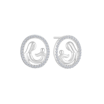 Ørestikker i rhodineret sterling sølv med zirkonia, 13,5 x 11,1 mm – Støvring Design