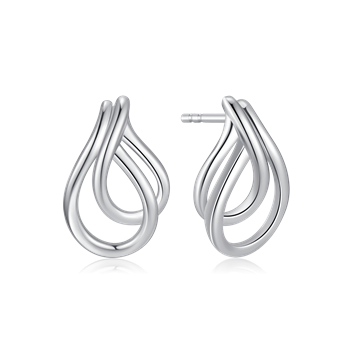 Ørestikker i rhodineret sterling sølv, 15 x 9 mm – Støvring Design