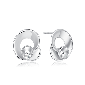 Ørestikker i rhodineret sterling sølv med zirkonia, 12 x 10 mm – Støvring Design