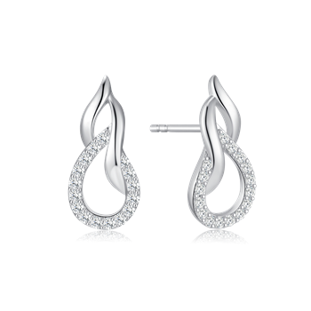 Ørestikker i rhodineret sterling sølv med zirkonia, 11 x 5 mm – Støvring Design