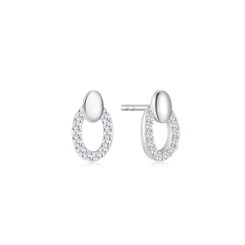 Ørestikker i rhodineret sterling sølv med zirkonia, 15 x 6 mm – Støvring Design