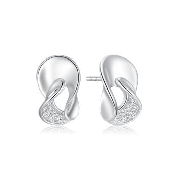 Ørestikker i rhodineret sterling sølv med klar zirkonia, 12 x 5 mm – Støvring Design