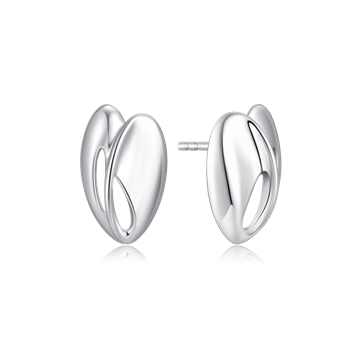 Ørestikker i rhodineret sterling sølv, 12 x 7 mm – Støvring Design