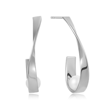 Creoler i rhodineret sterling sølv med ferskvandsperle, 21 x 4 mm – Støvring Design