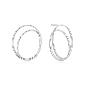 Ørestikker i rhodineret sterling sølv, 26,5 x 22 mm – Støvring Design