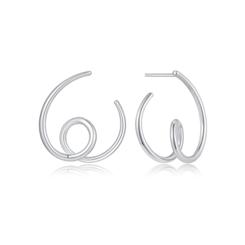 Ørestikker i rhodineret sterling sølv, 23,5 x 22 mm – Støvring Design