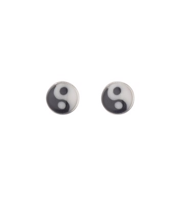 L&G ørestik sølv rhodineret ying yang