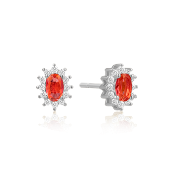 Ørestikker i rhodineret sterling sølv med zirkonia, 8,4 x 6,4 mm – Støvring Design