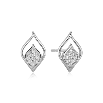 Ørestikker i rhodineret sterling sølv med zirkonia, 10,9 x 6,7 mm – Støvring Design