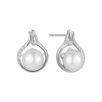 Ørestikker i rhodineret sterling sølv med zirkonia, 12 x 8,4 mm – Støvring Design