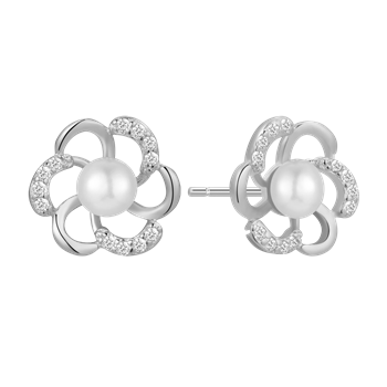 Ørestikker i rhodineret sterling sølv med zirkonia, 10,6 x 10 mm – Støvring Design