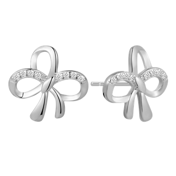 Ørestikker i rhodineret sterling sølv med zirkonia, 11,4 x 12 mm – Støvring Design