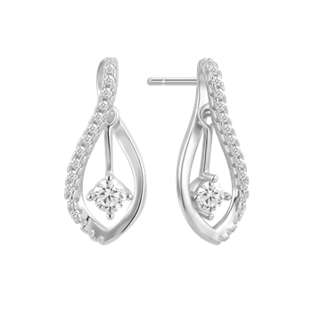 Ørestikker i rhodineret sterling sølv med zirkonia, 17,3 x 7,5 mm – Støvring Design