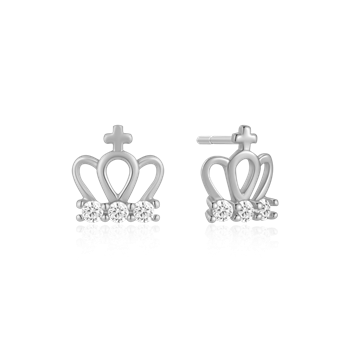 Ørestikker i rhodineret sterling sølv med zirkonia, 7 x 7,2 mm – Støvring Design