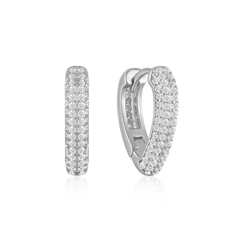 Creoler i rhodineret sterling sølv med klar oval zirkonia, 10 x 3 mm – Støvring Design