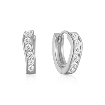 Creoler i rhodineret sterling sølv med klar zirkonia, 10 x 3 mm – Støvring Design