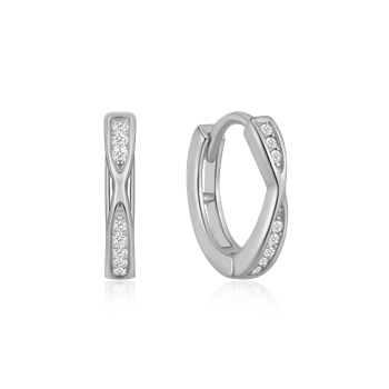 Creoler i rhodineret sterling sølv med zirkonia, 9 x 1,6 mm – Støvring Design