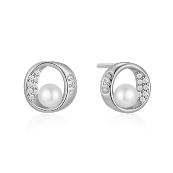 Ørestikker i rhodineret sterling sølv med klar oval zirkonia, 7,8 x 8,5 mm – Støvring Design