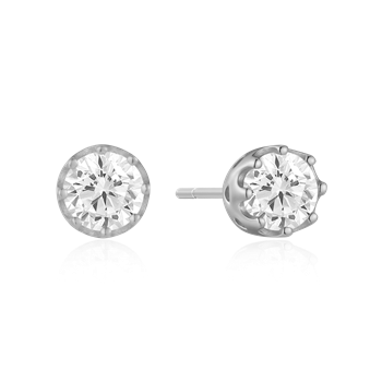 Ørestikker i rhodineret sterling sølv med klar zirkonia – Støvring Design