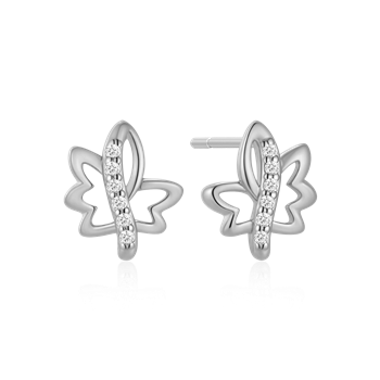 Ørestikker i rhodineret sterling sølv med zirkonia, 8,9 x 8 mm – Støvring Design
