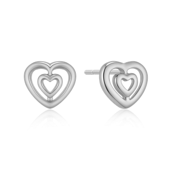 Ørestikker i rhodineret sterling sølv med hjerte, 8,4 x 7,7 mm – Støvring Design