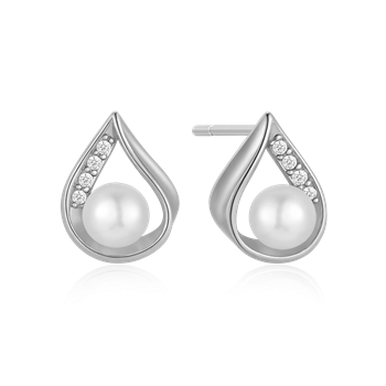 Ørestikker i sterling sølv med zirkonia, 10 x 7,8 mm – Støvring Design