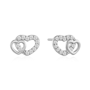 Ørestikker i rhodineret sterling sølv med zirkonia, 6,7 x 9,3 mm – Støvring Design