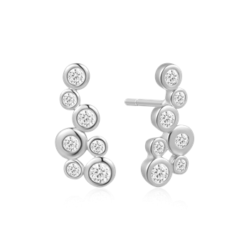 Ørestikker i rhodineret sterling sølv med zirkonia, 12 x 4,8 mm – Støvring Design
