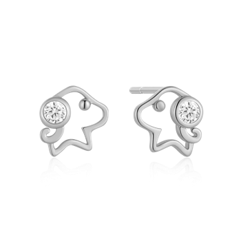 Ørestikker i rhodineret sterling sølv med zirkonia, 7,5 x 7,7 mm – Støvring Design