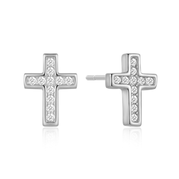 Ørestikker i sterling sølv med zirkonia, 10 x 7,1 mm – Støvring Design