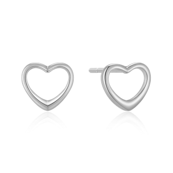 Ørestikker i rhodineret sterling sølv med hjerte, 7,2 x 8,9 mm – Støvring Design