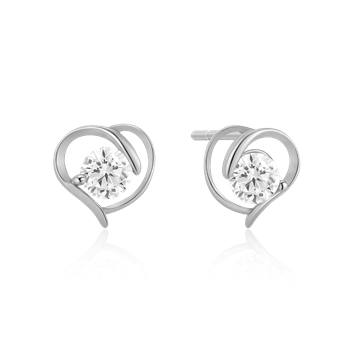 Ørestikker i rhodineret sterling sølv med zirkonia, 7,5 x 8 mm – Støvring Design