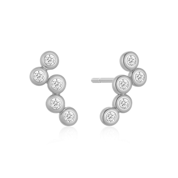 Ørestikker i rhodineret sterling sølv med zirkonia, 10,9 x 4,5 mm – Støvring Design