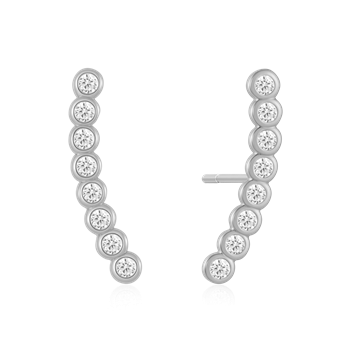 Ørestikker i rhodineret sterling sølv med zirkonia, 13,9 x 1,9 mm – Støvring Design