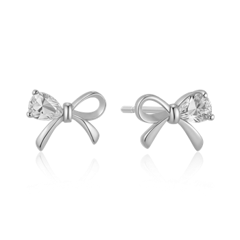 Ørestikker i rhodineret sterling sølv med klar zirkonia, 7 x 8,4 mm – Støvring Design