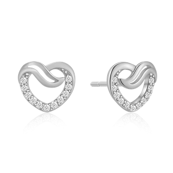 Ørestikker i rhodineret sterling sølv med zirkonia, 7,5 x 8,4 mm – Støvring Design