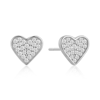 Ørestikker i rhodineret sterling sølv med zirkonia, 6 x 5 mm – Støvring Design