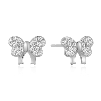 Ørestikker i rhodineret sterling sølv med zirkonia, 6 x 8 mm – Støvring Design