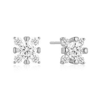 Ørestikker i rhodineret sterling sølv med klar zirkonia – Støvring Design