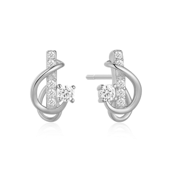 Ørestikker i rhodineret sterling sølv med klar zirkonia, 10 x 5 mm – Støvring Design