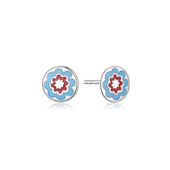 Ørestikker i rhodineret sterling sølv med turkis, 7 X 7 mm – Støvring Design