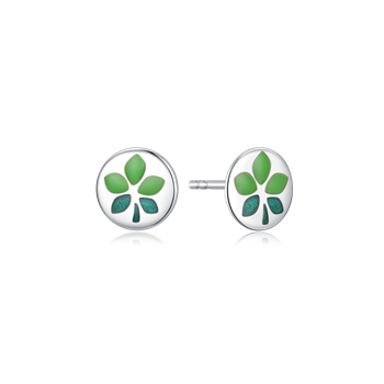 Ørestikker i rhodineret sterling sølv med grøn emalje, 7 X 7 mm – Støvring Design