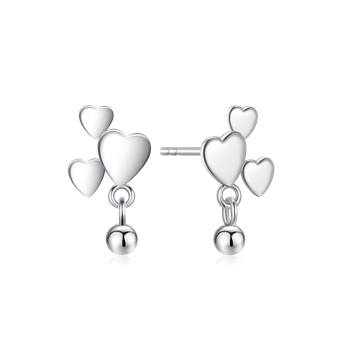 Ørehængere i rhodineret sterling sølv med hjerte, 14 X 8 mm – Støvring Design