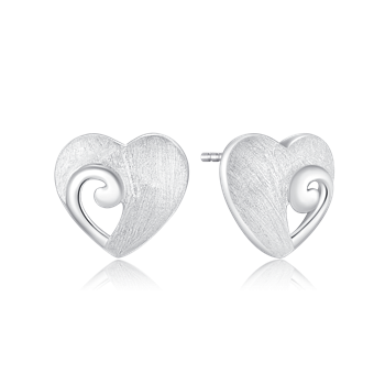 Ørestikker i rhodineret sterling sølv med hjerte, 10 X 11 mm – Støvring Design