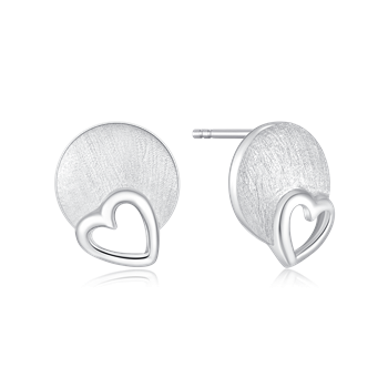 Ørestikker i rhodineret sterling sølv med hjerte, 13 X 11 mm – Støvring Design