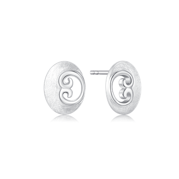 Ørestikker i rhodineret sterling sølv, 9 X 11 mm – Støvring Design