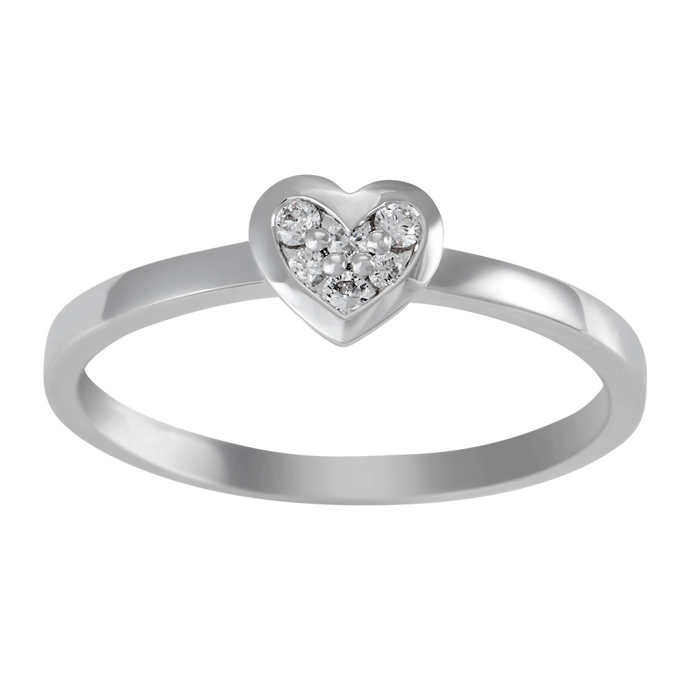 Ring med hjerte i 14 karat hvidguld og diamant 0,081 ct fra Siersbøl – forhandlet hos Houmann.dk